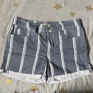 Levi's Blue and White Striped Jean Shorts
